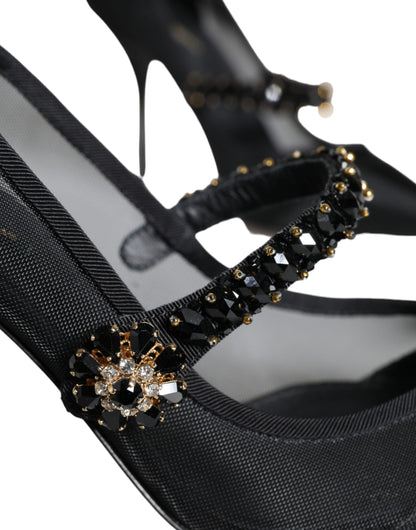 Escarpins Dolce &amp; Gabbana en maille noire Mary Jane à talons en cristal