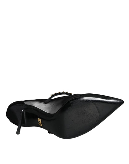 Escarpins Dolce &amp; Gabbana en maille noire Mary Jane à talons en cristal