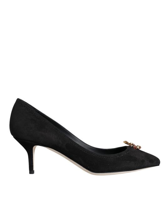 Escarpins à talons Bellucci en daim noir Amore de Dolce &amp; Gabbana
