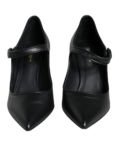 Escarpins Mary Janes en cuir noir avec logo Dolce &amp; Gabbana