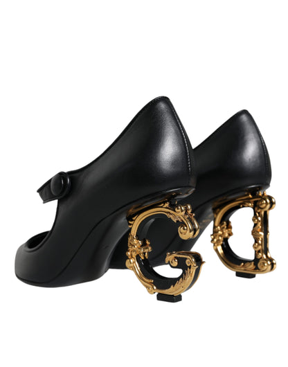 Escarpins Mary Janes en cuir noir avec logo Dolce &amp; Gabbana