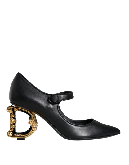 Escarpins Mary Janes en cuir noir avec logo Dolce &amp; Gabbana