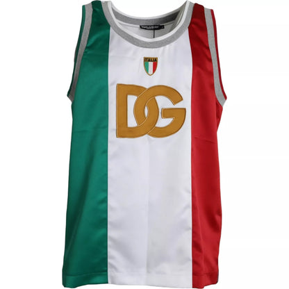 Dolce & Gabbana White Green Sleeveless Top Italian Flag Basket T-shirt by Dolce & Gabbana