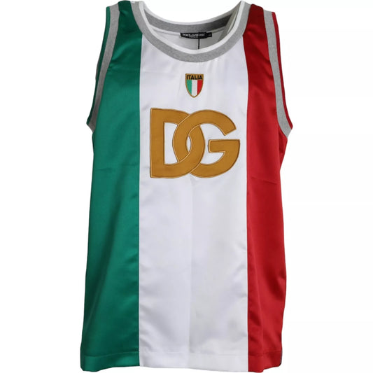 Dolce & Gabbana White Green Sleeveless Top Italian Flag Basket T-shirt by Dolce & Gabbana