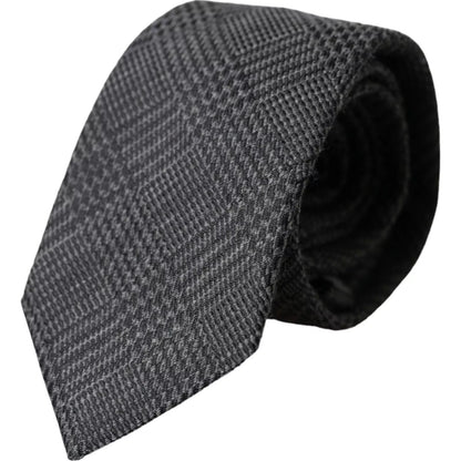 Cravate ajustable en soie à motif écossais gris foncé Dolce &amp; Gabbana pour homme