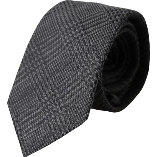 Cravate ajustable en soie à motif écossais gris foncé Dolce &amp; Gabbana pour homme