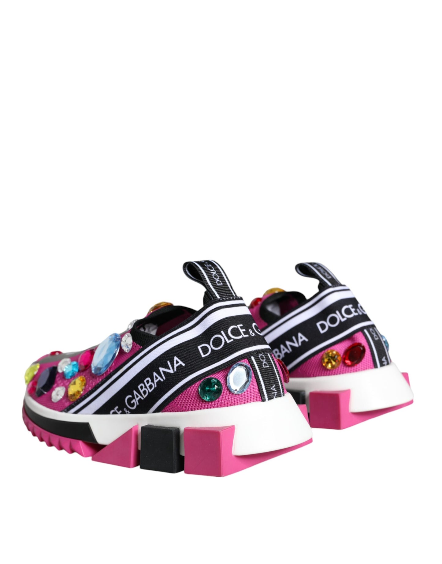 Dolce & Gabbana Pink Sorrento Crystals Low Top Sneakers Shoes by Dolce & Gabbana