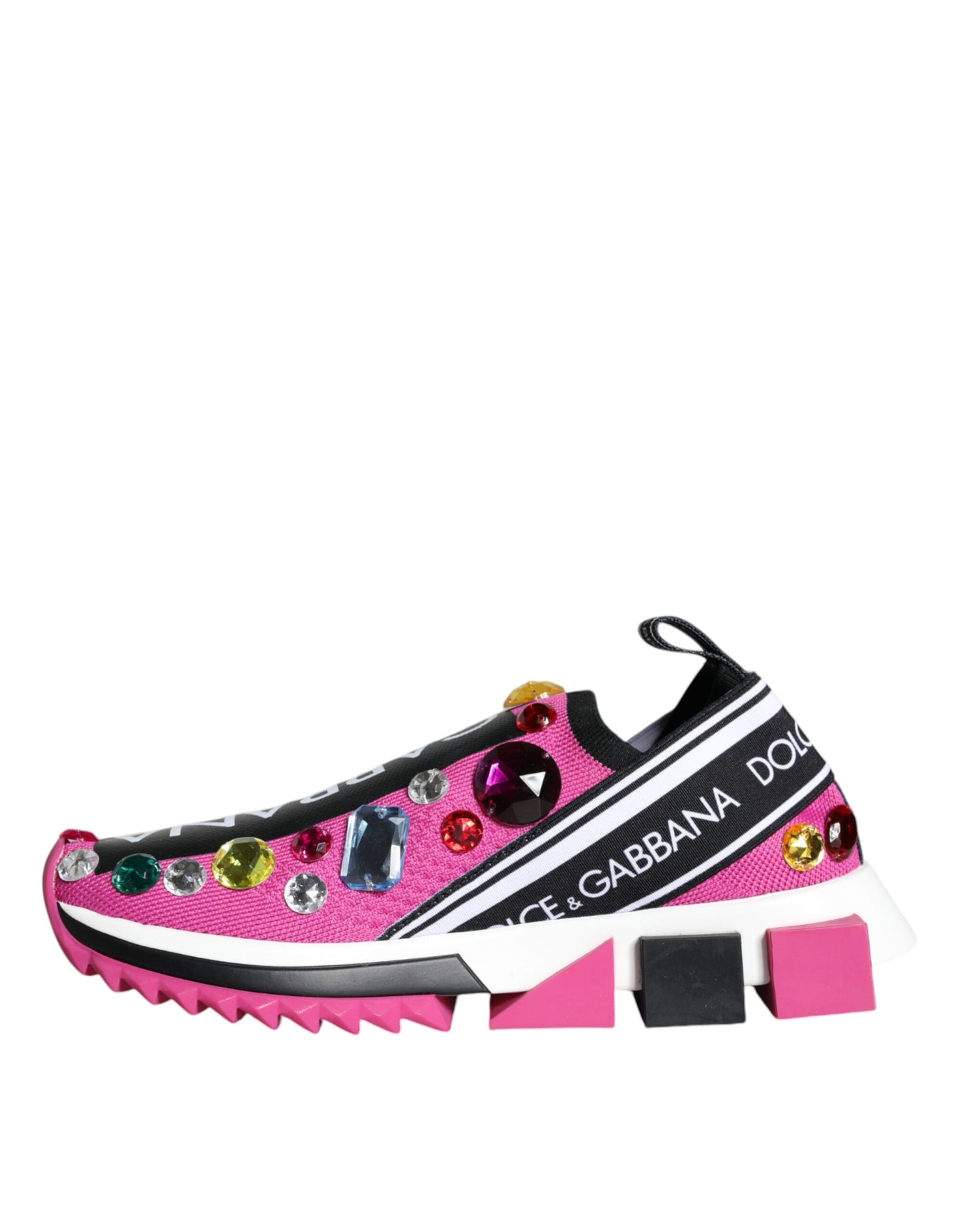 Dolce & Gabbana Pink Sorrento Crystals Low Top Sneakers Shoes by Dolce & Gabbana