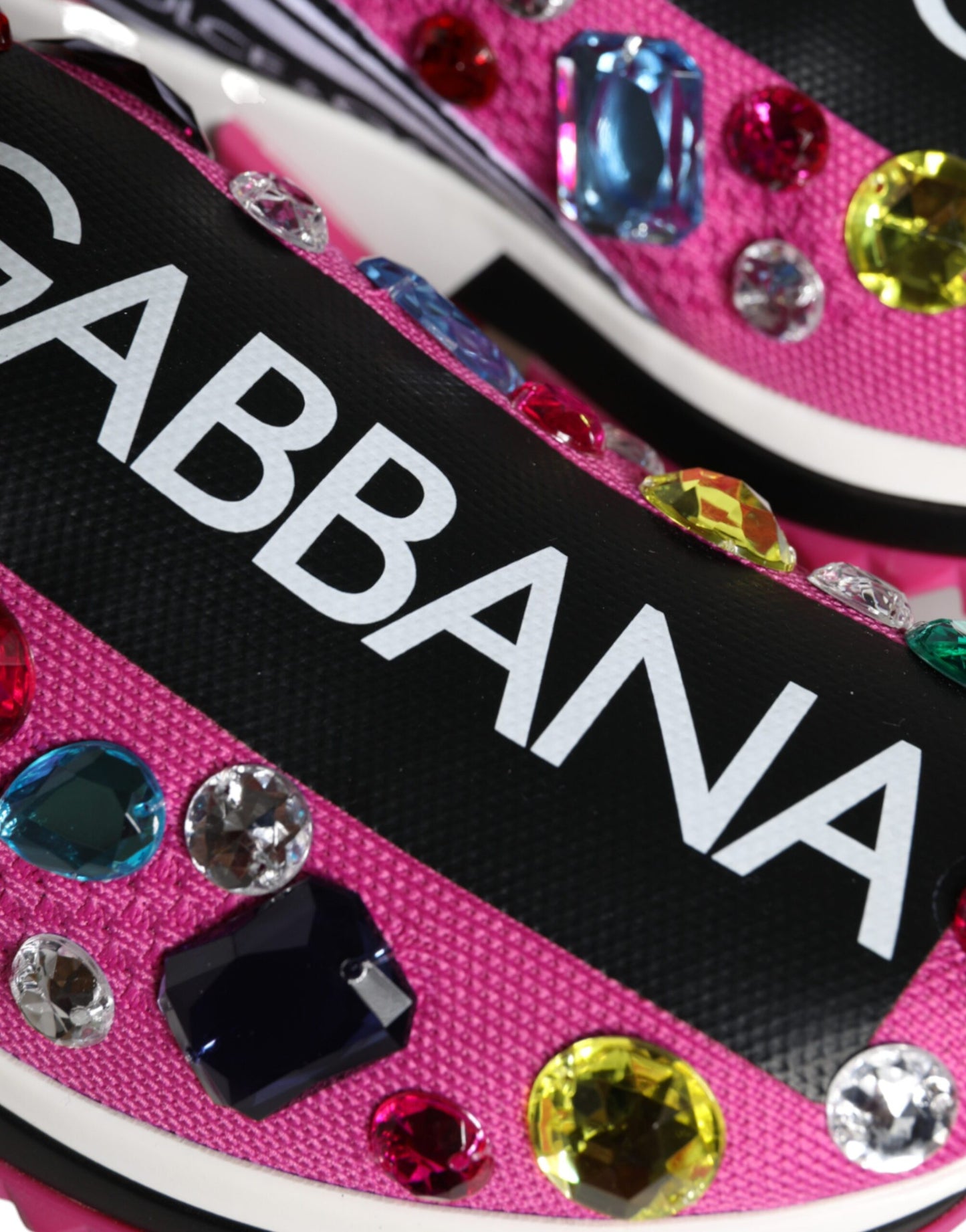 Dolce & Gabbana Pink Sorrento Crystals Low Top Sneakers Shoes by Dolce & Gabbana