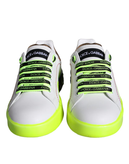 Dolce & Gabbana White Leather Portofino Low Top Sneakers Shoes by Dolce & Gabbana