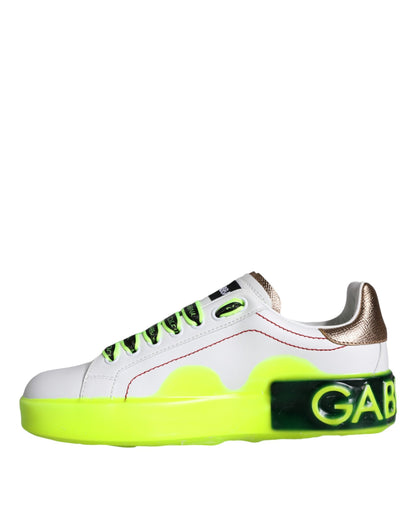 Dolce & Gabbana White Leather Portofino Low Top Sneakers Shoes by Dolce & Gabbana