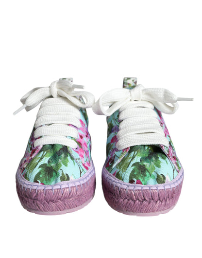 Dolce & Gabbana Multicolor Canvas Floral Espadrilles Sneakers Shoes by Dolce & Gabbana