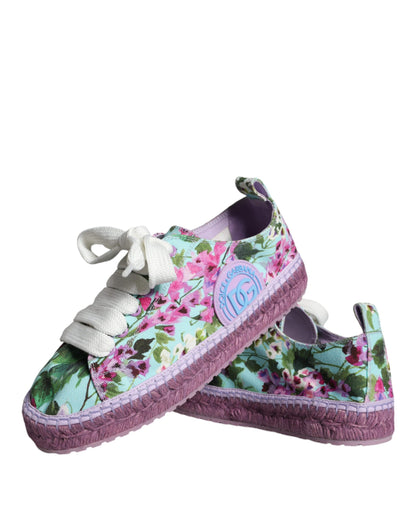Dolce & Gabbana Multicolor Canvas Floral Espadrilles Sneakers Shoes by Dolce & Gabbana
