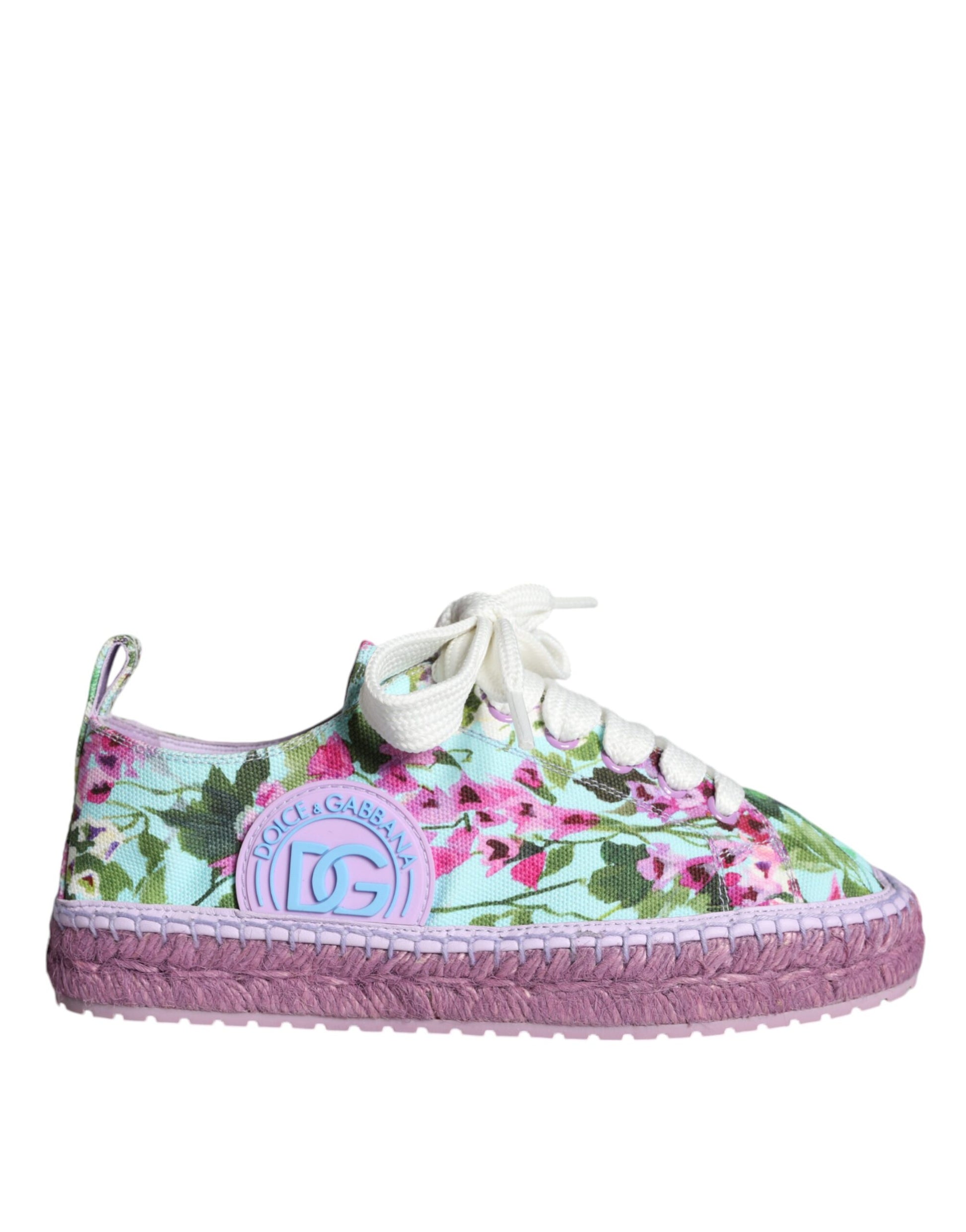 Dolce & Gabbana Multicolor Canvas Floral Espadrilles Sneakers Shoes by Dolce & Gabbana