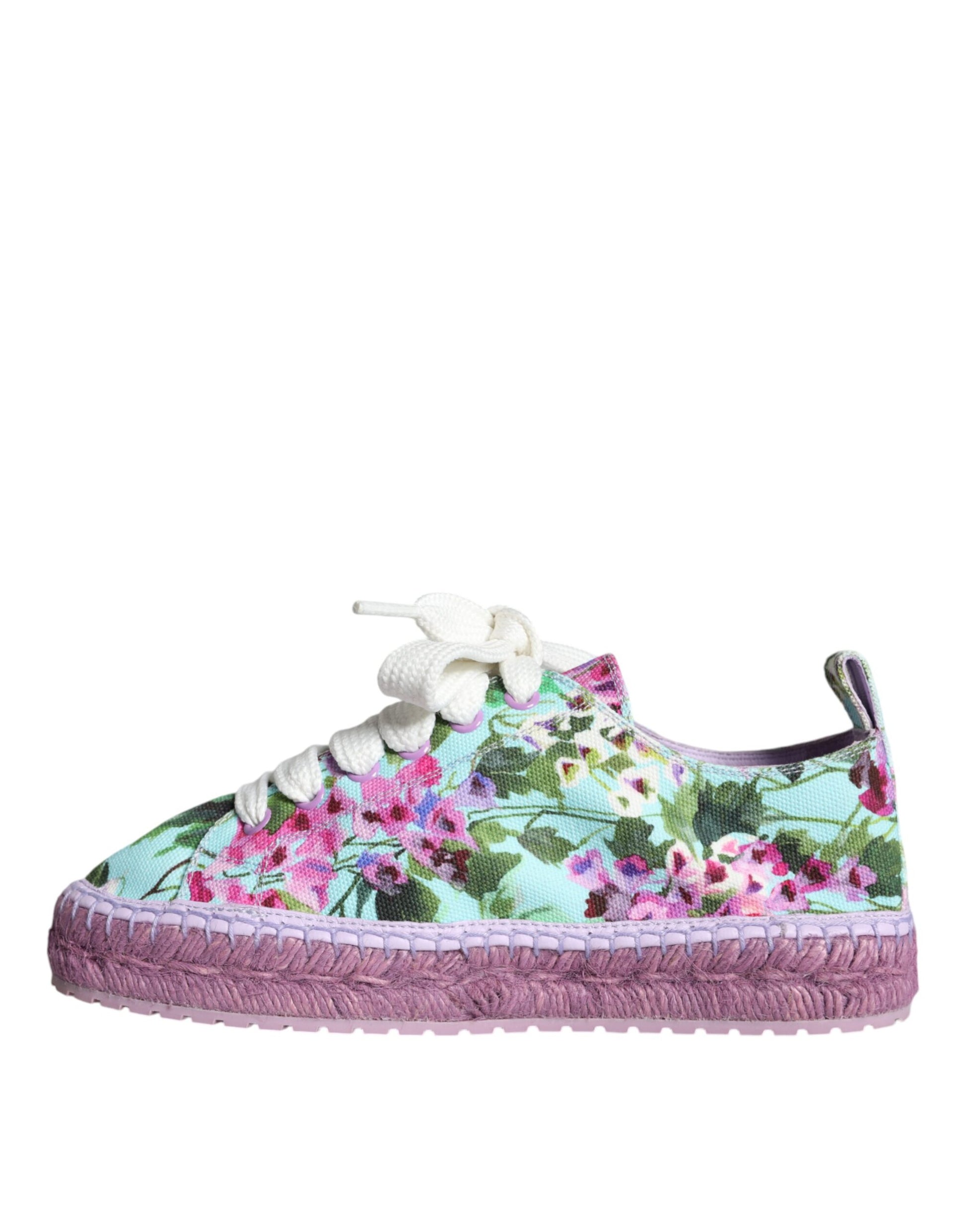 Dolce & Gabbana Multicolor Canvas Floral Espadrilles Sneakers Shoes by Dolce & Gabbana