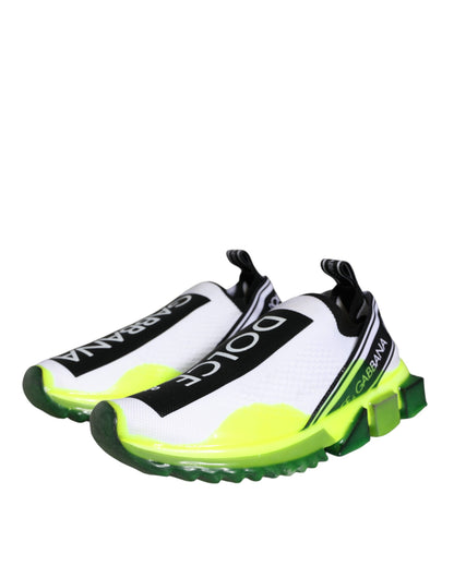 Dolce & Gabbana White Yellow Slip On Sorrento Sneakers Shoes by Dolce & Gabbana