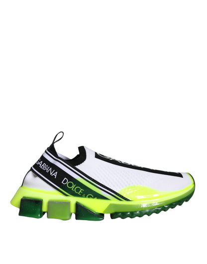 Dolce & Gabbana White Yellow Slip On Sorrento Sneakers Shoes by Dolce & Gabbana