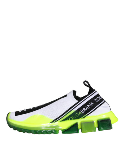 Dolce & Gabbana White Yellow Slip On Sorrento Sneakers Shoes by Dolce & Gabbana
