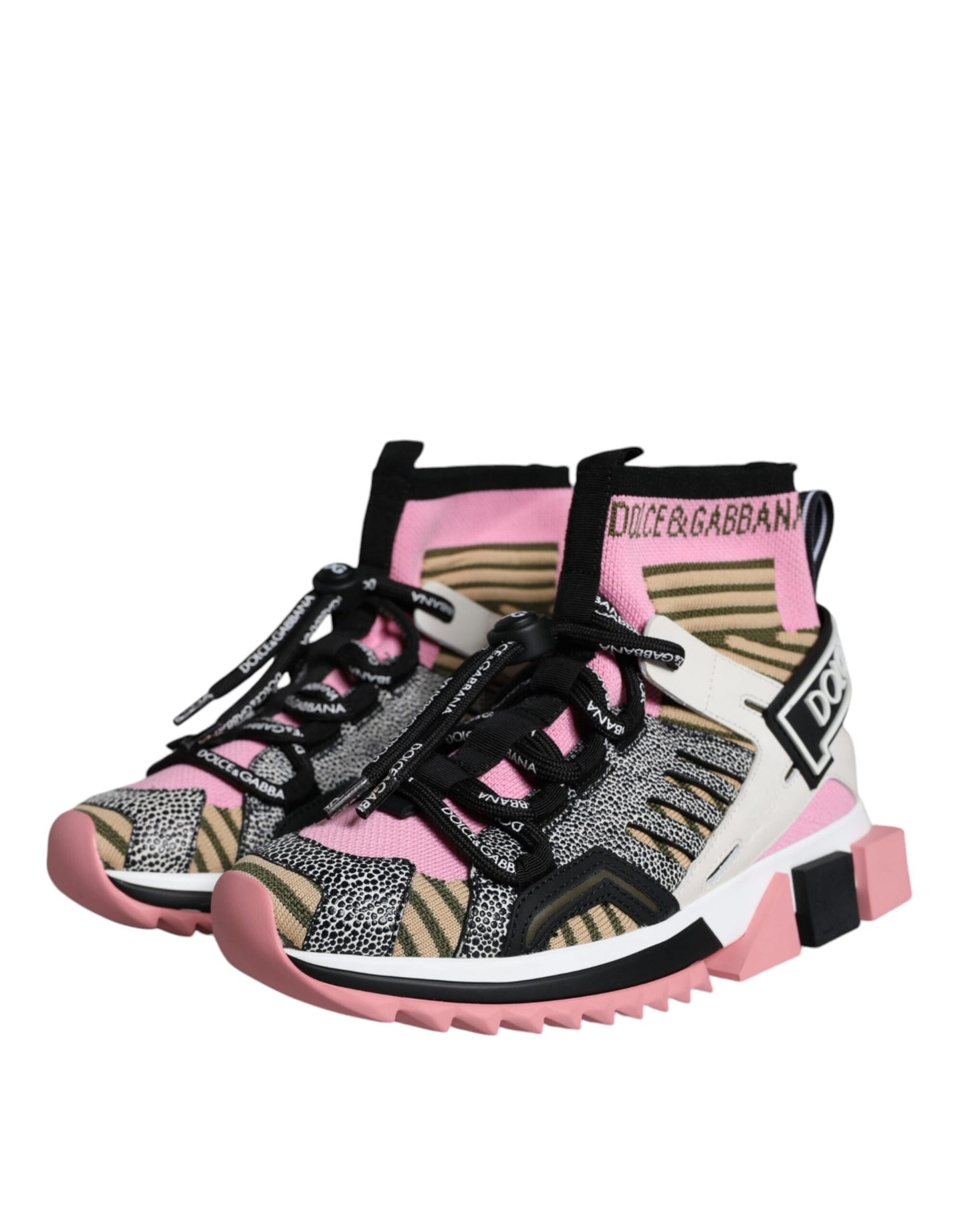 Dolce & Gabbana Multicolor Sorrento Socks Logo Sneakers Shoes by Dolce & Gabbana
