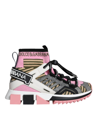 Dolce & Gabbana Multicolor Sorrento Socks Logo Sneakers Shoes by Dolce & Gabbana