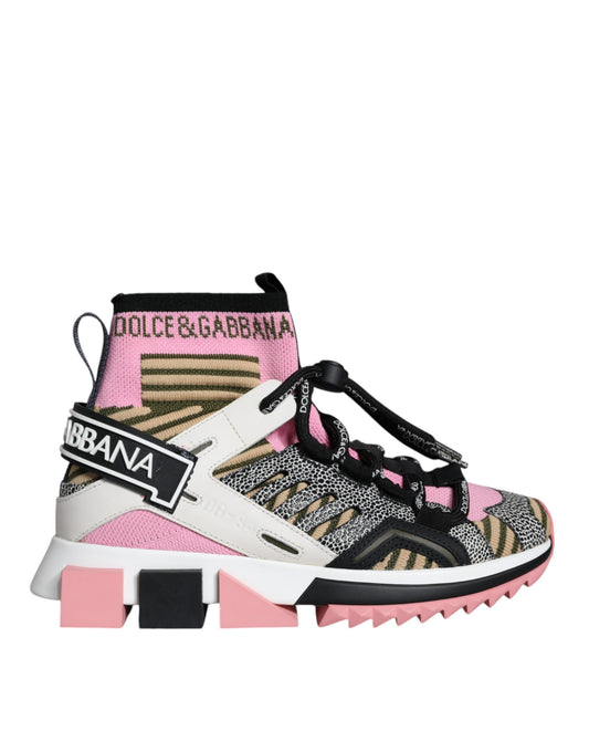 Dolce & Gabbana Multicolor Sorrento Socks Logo Sneakers Shoes by Dolce & Gabbana