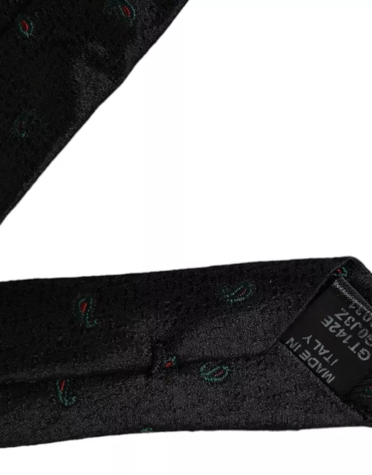 Cravate ajustable pour homme Dolce &amp; Gabbana Black Fantasy 100 % soie