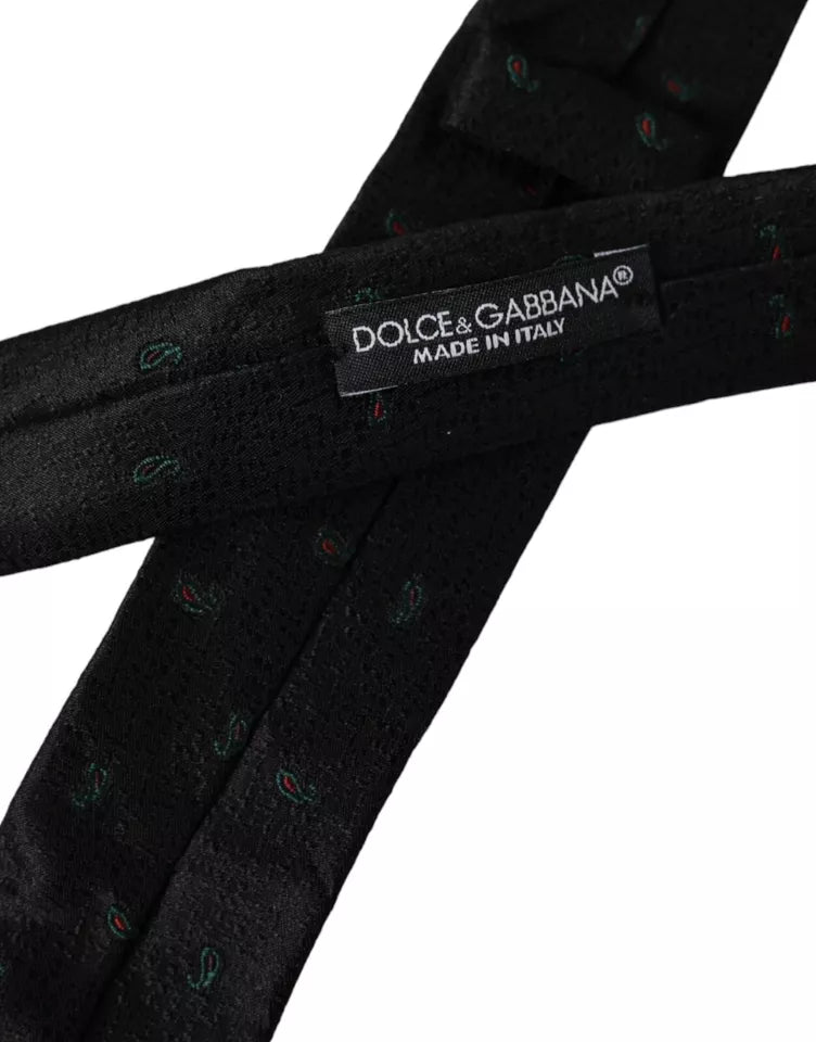 Cravate ajustable pour homme Dolce &amp; Gabbana Black Fantasy 100 % soie