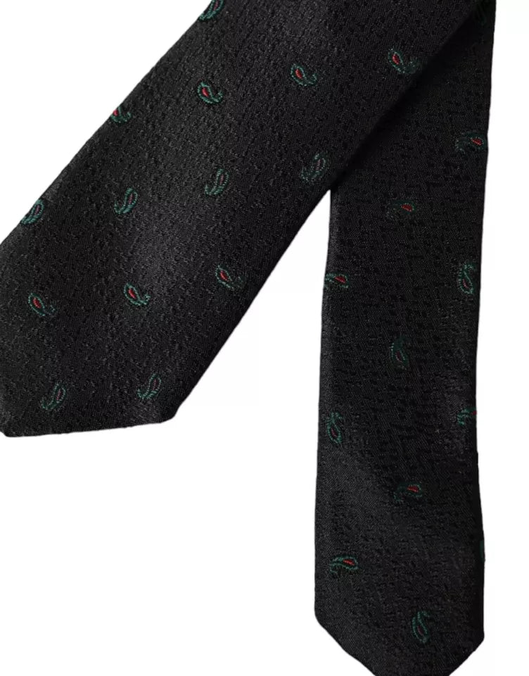 Cravate ajustable pour homme Dolce &amp; Gabbana Black Fantasy 100 % soie