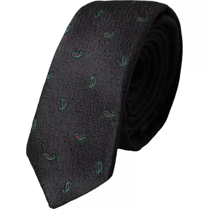 Cravate ajustable pour homme Dolce &amp; Gabbana Black Fantasy 100 % soie
