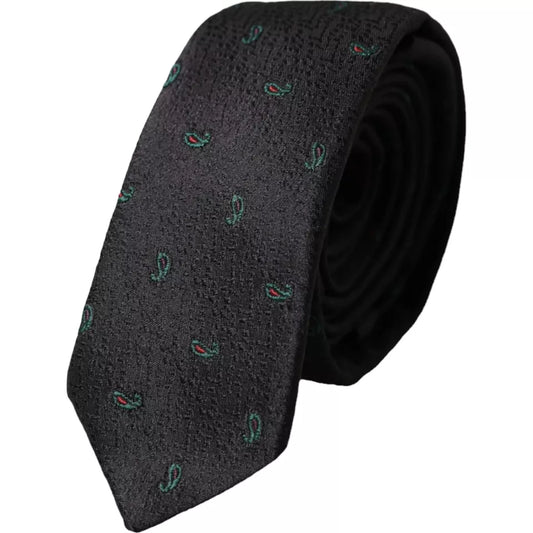 Cravate ajustable pour homme Dolce &amp; Gabbana Black Fantasy 100 % soie