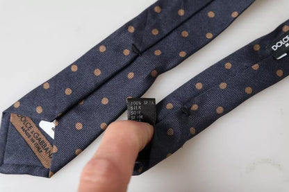 Cravate ajustable en soie noire à pois fantaisie Dolce &amp; Gabbana pour homme