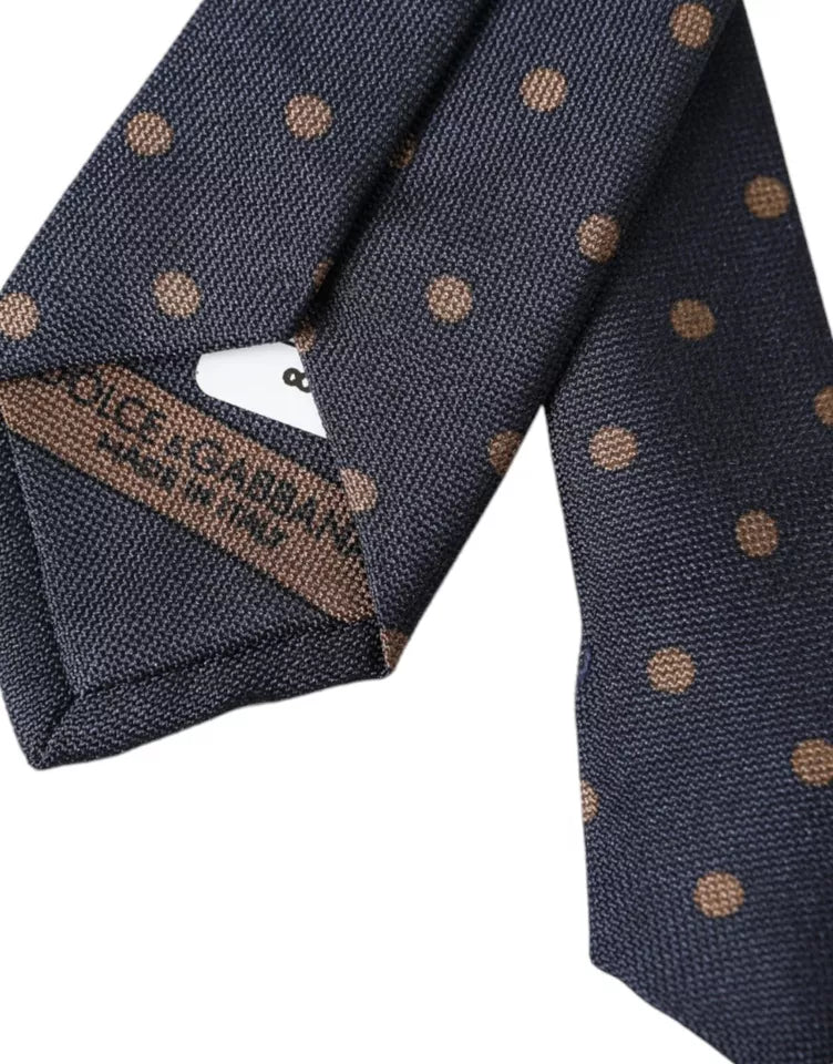 Cravate ajustable en soie noire à pois fantaisie Dolce &amp; Gabbana pour homme