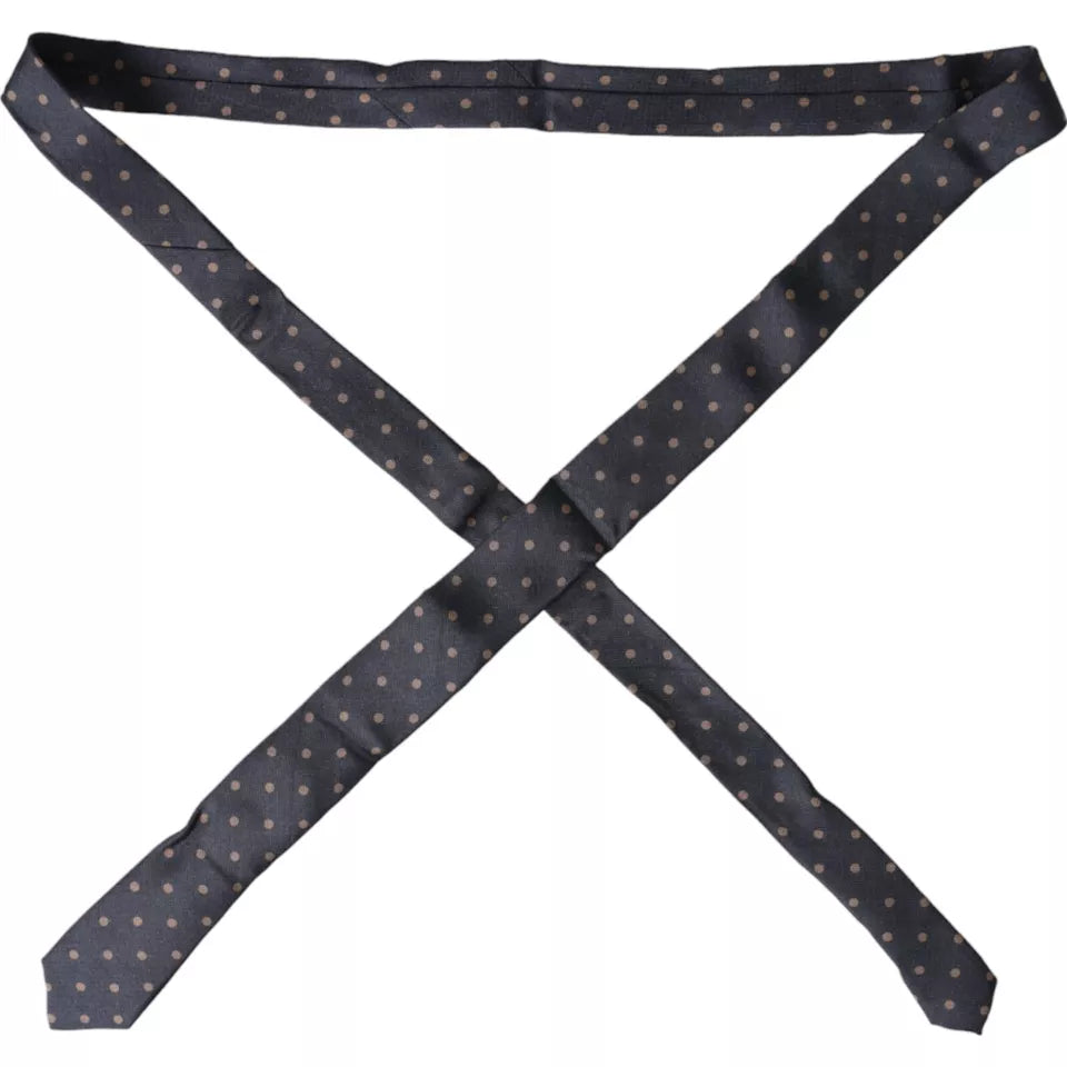 Cravate ajustable en soie noire à pois fantaisie Dolce &amp; Gabbana pour homme
