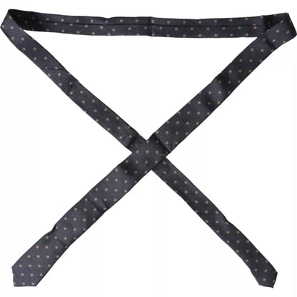 Cravate ajustable en soie noire à pois fantaisie Dolce &amp; Gabbana pour homme