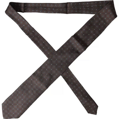 Cravate ajustable en soie marron avec logo Dolce &amp; Gabbana pour homme