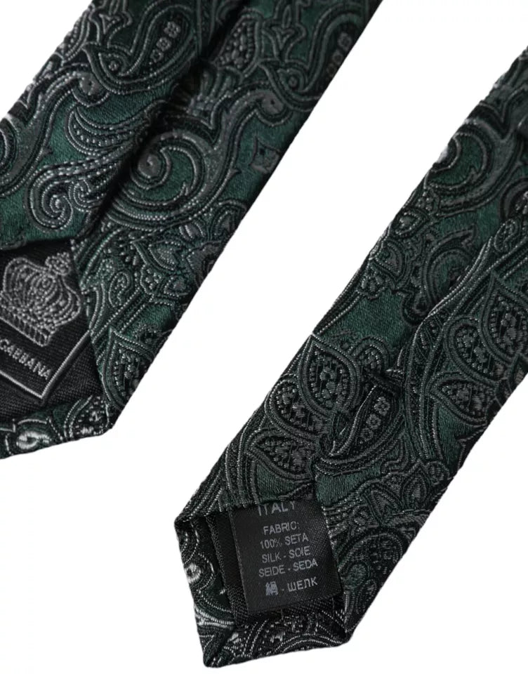 Cravate ajustable pour homme Dolce &amp; Gabbana à motif floral vert 100 % soie