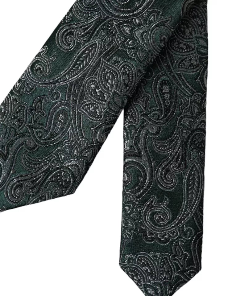 Cravate ajustable pour homme Dolce &amp; Gabbana à motif floral vert 100 % soie