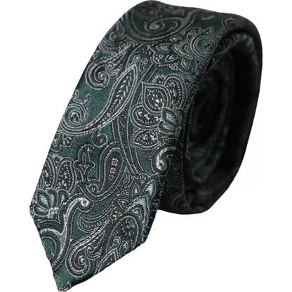 Cravate ajustable pour homme Dolce &amp; Gabbana à motif floral vert 100 % soie