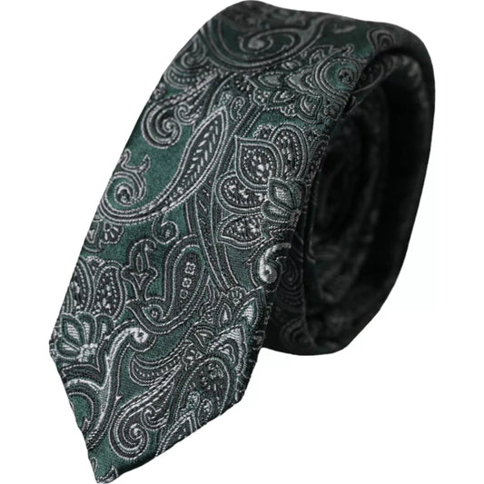 Cravate ajustable pour homme Dolce &amp; Gabbana à motif floral vert 100 % soie