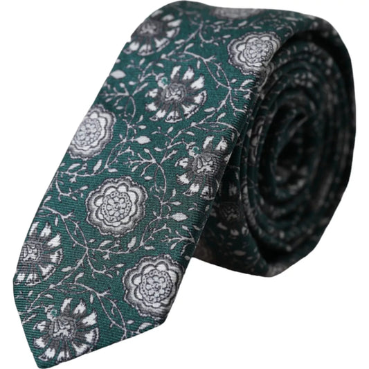 Cravate ajustable en soie à imprimé floral vert Dolce &amp; Gabbana pour homme