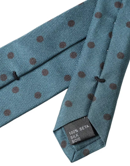 Cravate ajustable en soie à pois verts et noirs Dolce &amp; Gabbana pour homme