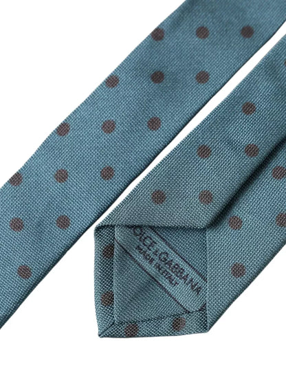 Cravate ajustable en soie à pois verts et noirs Dolce &amp; Gabbana pour homme
