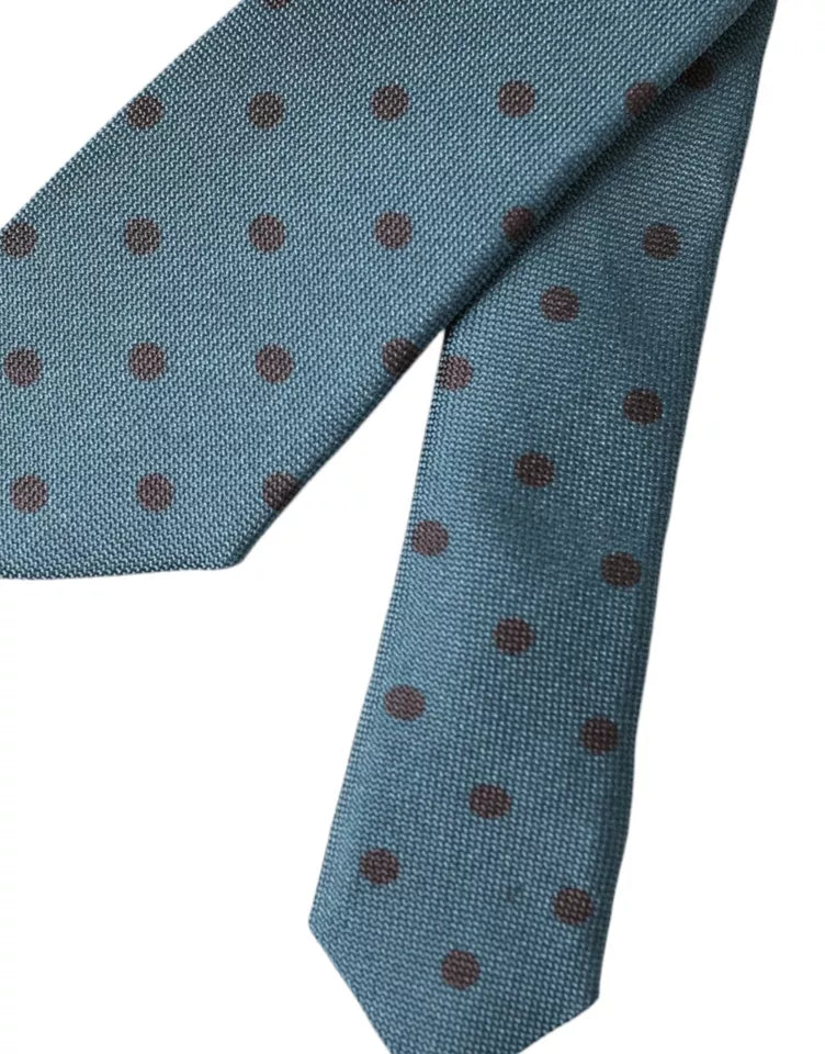 Cravate ajustable en soie à pois verts et noirs Dolce &amp; Gabbana pour homme