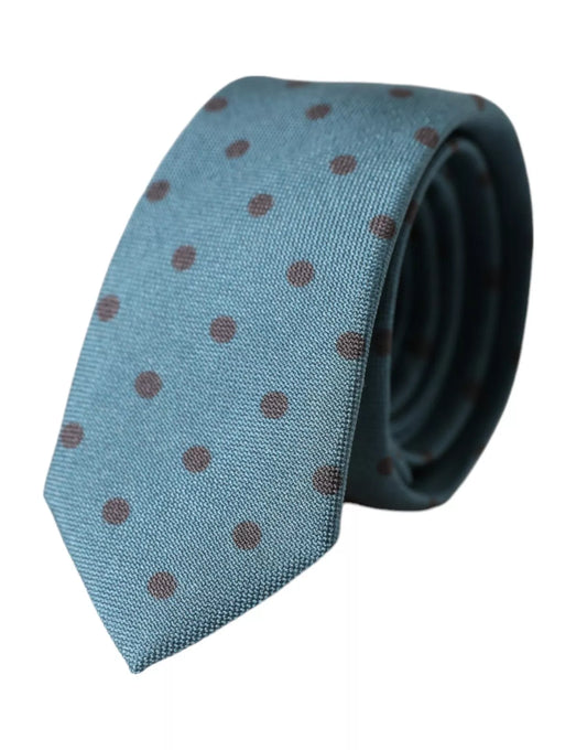 Cravate ajustable en soie à pois verts et noirs Dolce &amp; Gabbana pour homme