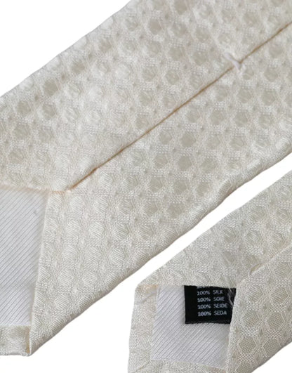 Dolce &amp; Gabbana Off White Silk Adjustable Necktie Men Tie