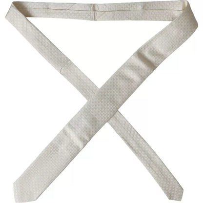 Dolce &amp; Gabbana Off White Silk Adjustable Necktie Men Tie