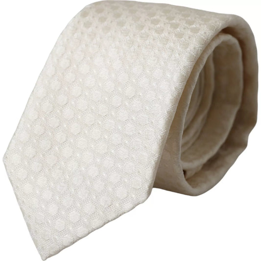Cravate ajustable en soie blanc cassé Dolce &amp; Gabbana pour homme
