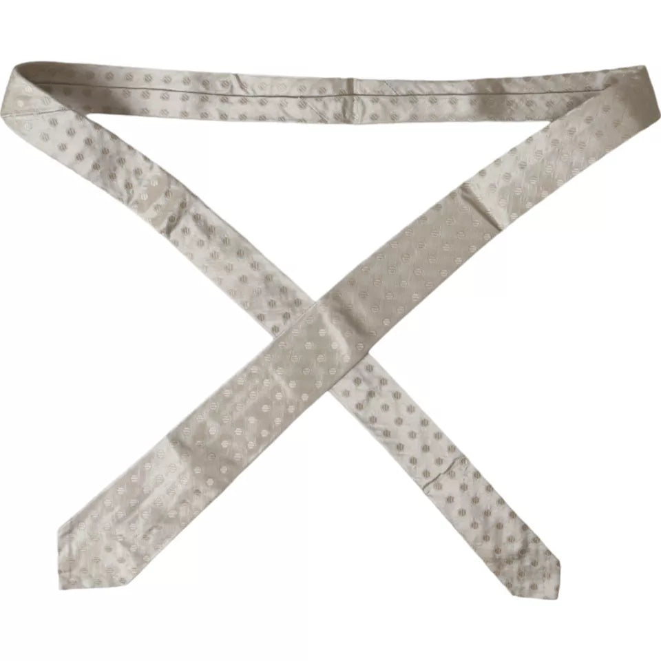 Dolce &amp; Gabbana Beige Dotted Silk Classic Adjustable Men Tie