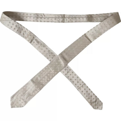Dolce &amp; Gabbana Beige Dotted Silk Classic Adjustable Men Tie