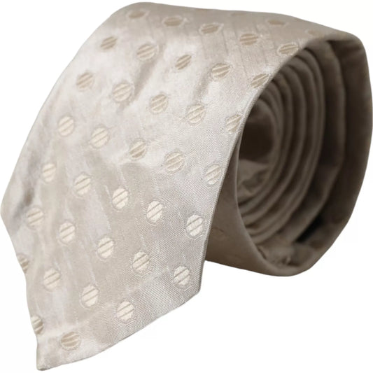 Cravate classique ajustable en soie beige à pois Dolce &amp; Gabbana pour homme